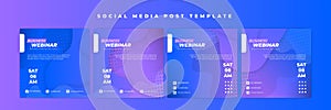 Set of Social media post template. Webinar invitation banner with blue and purple color design