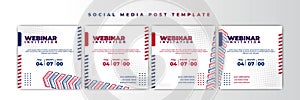 Set of Social media post template. Webinar invitation banner with blue and red color design