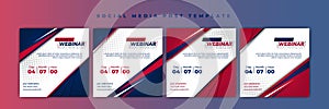 Set of Social media post template. Webinar invitation banner with blue, red, and white design