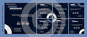 Set of Social media post template. Webinar invitation banner with dark blue and white design