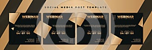 Set of Social media post template. Webinar invitation banner with gold dark green design