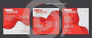 Set of Social media post template. Webinar invitation banner with paper cut design