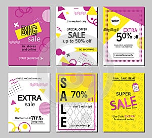 Set of social media sale website and mobile banner templates. Vector banners, posters, flyers, email, newsletter, ads photo