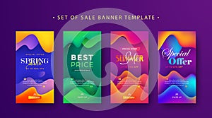 Set of social media stories sale banner design for spring, summer sale banner, and more. Trendy 3D design sales banners for your