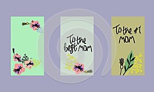 Set of social media stories templates. Floral background in Scandinavian style. Hand-lettered mothers day greetings