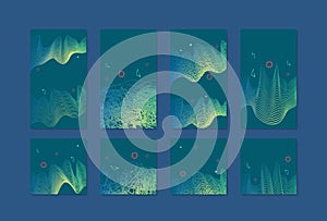 Set of social media templates with abstract amplitudes decoration. Vector illustration.