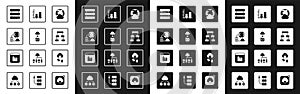 Set Social network, Cloud technology data transfer, Network cloud connection, Server, Data, Web Hosting, Hierarchy