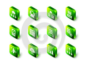 Set Social network, Cloud technology data transfer, Server, Data, Web Hosting, and gear, Folder tree, analysis and