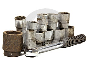 Set of Socket Spanners with Ratchet Handle