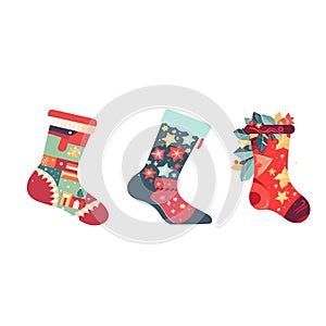 Set of socks in a different pattern element christmas