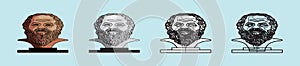 Set of socrates classical greek philosopher cartoon icon design template with various models. vector illustration