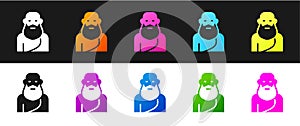 Set Socrates icon isolated on black and white background. Sokrat ancient greek Athenes ancient philosophy. Vector