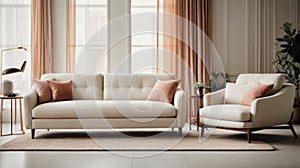 Set of sofa and armchair on a white