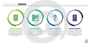 Set Softbox light, Histogram graph photography, Microphone and Backstage. Business infographic template. Vector