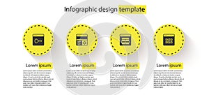 Set Software, Debugging, MySQL code and Binary. Business infographic template. Vector