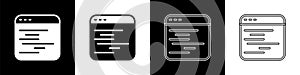 Set Software, web developer programming code icon isolated on black and white background. Javascript computer script