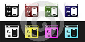 Set Software, web developer programming code icon isolated on black and white background. Javascript computer script