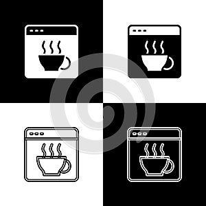 Set Software, web developer programming code icon isolated on black and white background. Javascript computer script