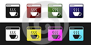 Set Software, web developer programming code icon isolated on black and white background. Javascript computer script