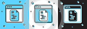 Set Software, web developer programming code icon isolated on blue and white, black background. Javascript computer