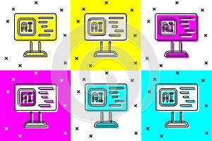 Set Software, web developer programming code icon isolated on color background. Javascript computer script random parts