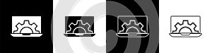 Set Software, web development, programming concept icon isolated on black and white background. Programming language and