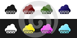 Set Software, web development, programming concept icon isolated on black and white background. Programming language and