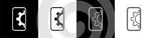 Set Software, web development, programming concept icon isolated on black and white background. Programming language and