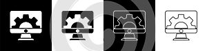 Set Software, web development, programming concept icon isolated on black and white background. Programming language and