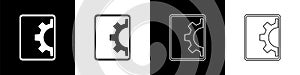 Set Software, web development, programming concept icon isolated on black and white background. Programming language and