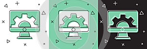Set Software, web development, programming concept icon isolated on white and green, black background. Programming