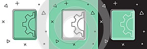 Set Software, web development, programming concept icon isolated on white and green, black background. Programming