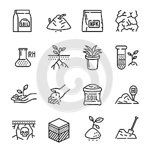 Set soil line icon vector illustration agriculture agronomy eco friendly nature healthy lifestyle