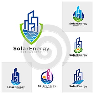 Set of Solar city logo vector template, Creative Solar panel energy logo design concepts