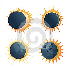 Set of solar eclipse compositions.