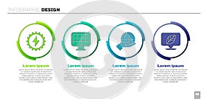 Set Solar energy panel, Solar energy panel, Hand holding Earth globe and Location with leaf. Business infographic