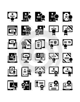 set of solid certificate icon decoration element