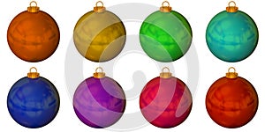 Set of solid colour christmas balls