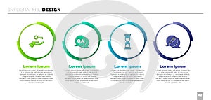 Set Solution to the problem, Question and Answer, Old hourglass and Addiction drug. Business infographic template. Vector