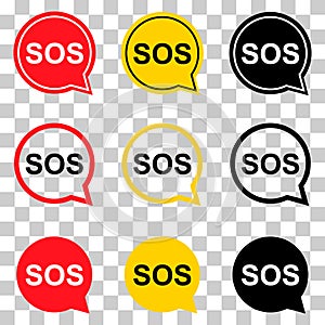 Set of SOS help icon, safety support alert design, save vector illustration