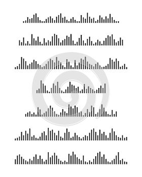 Set of sound wave icons. Signal frequency signs. Pulse pictograms. Voice messages symbols. Audio player graphic elements