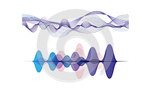Set of Sound Waves, Abstract Digital Equalizer Technology Vector Illustration
