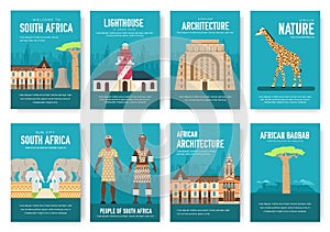 Set of South Africa country ornament travel trip concept. Art traditional, magazine, book, poster, abstract, banners