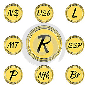 Set with South African Currency Symbols