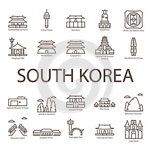 set of south korea landmark icons. Vector illustration decorative design