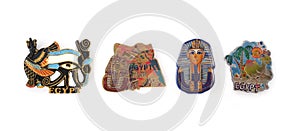 Set of souvenirs magnet from Egypt isolated on white background