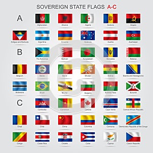 Set of sovereign state flags A-C