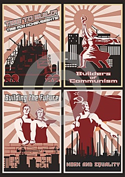 Set of Soviet Work Propaganda Posters