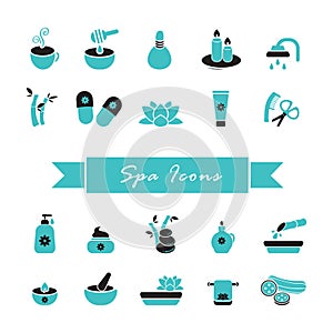 Set of spa icons. Vector illustration decorative design