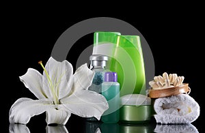 Set for spa-procedures On black background